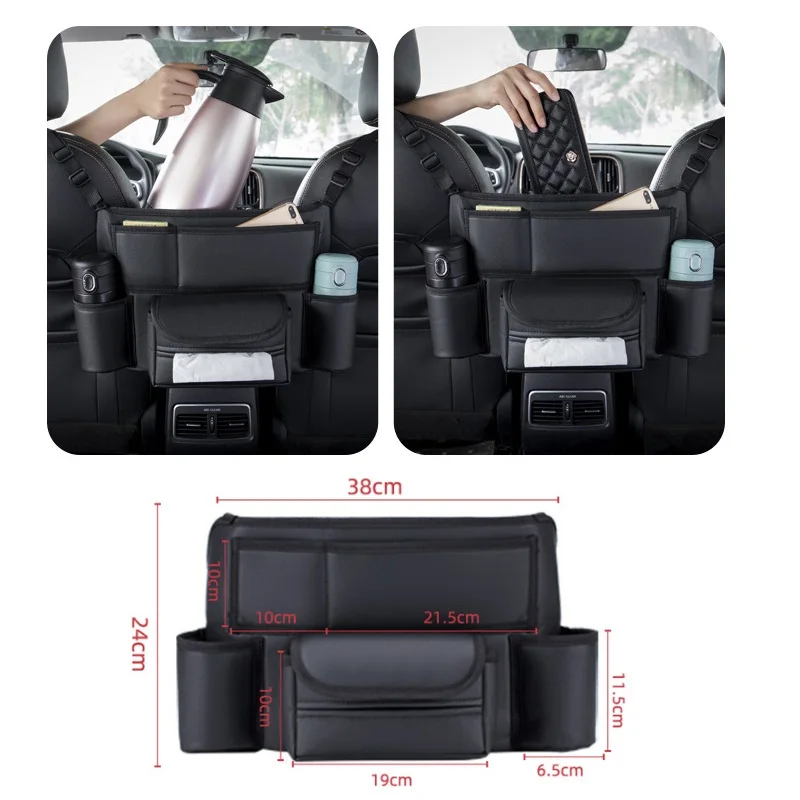 

Multi-Pocket Car Seat Middle Hanger Storage Bag Auto Handbag Holder Between Seats Tissue Water Cup Pockets Stowing Tidying