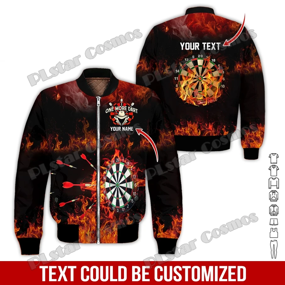 Darts Fire Personalized Name 3D Printed Men's Winter Bomber Jacket Unisex Casual Warm Zipper Jacket Streetwear Thick Coat FX-19 imd pattern printed case for samsung galaxy a23 4g 5g global version anti fall soft tpu phone protector shockproof phone cover tiger and fire