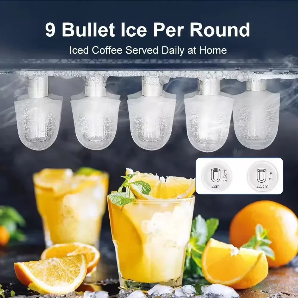YYHC-home ice maker machine , Portable Ice 12kgs/24Hrs, Bullet Ice for Home Kitchen Office Party Mini