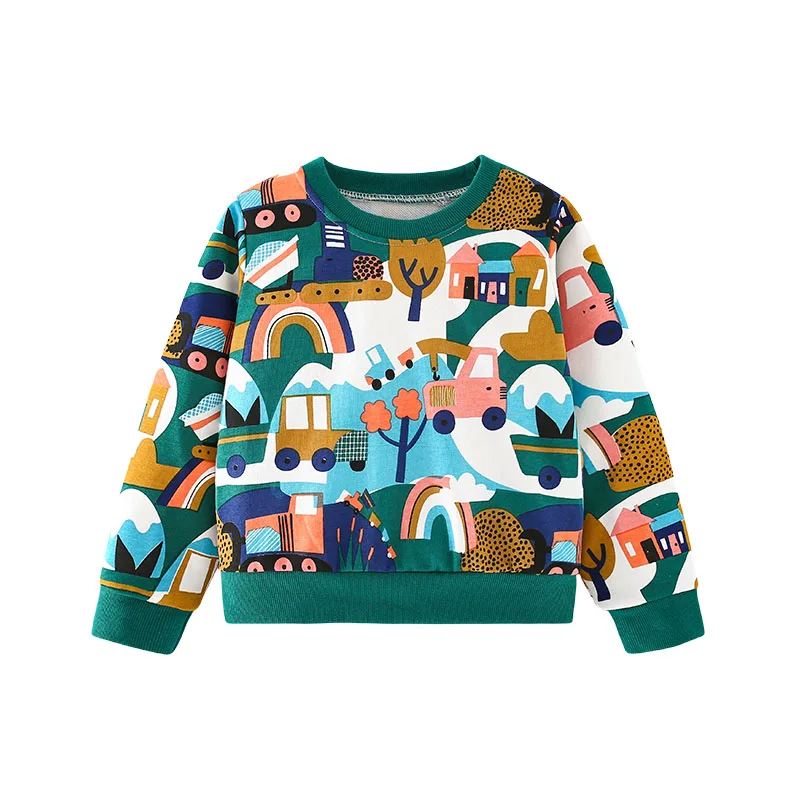 Jumping Meters Cartoon Children's Sweatshirts Cotton Autumn Spring Kids Clothing Hooded kids hoodie sweatshirts