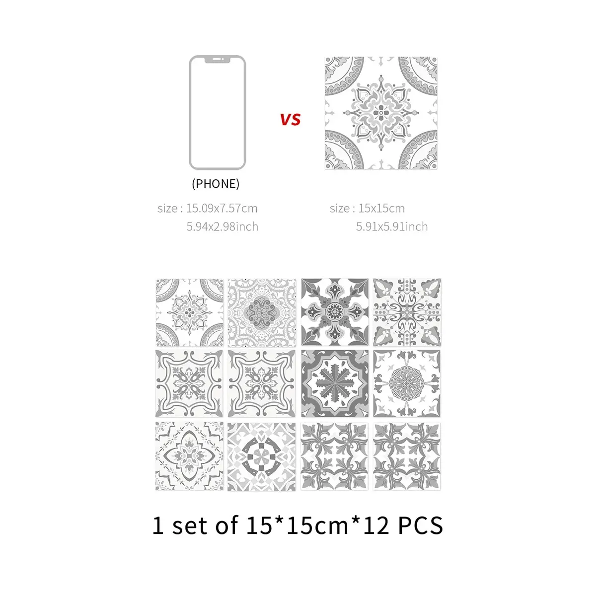 Moroccan Wall Sticker Art Waterproof Vinyl Tile Sticker Home Decor Kitchen Bathroom Decal 12PCS 15CM wall stickers