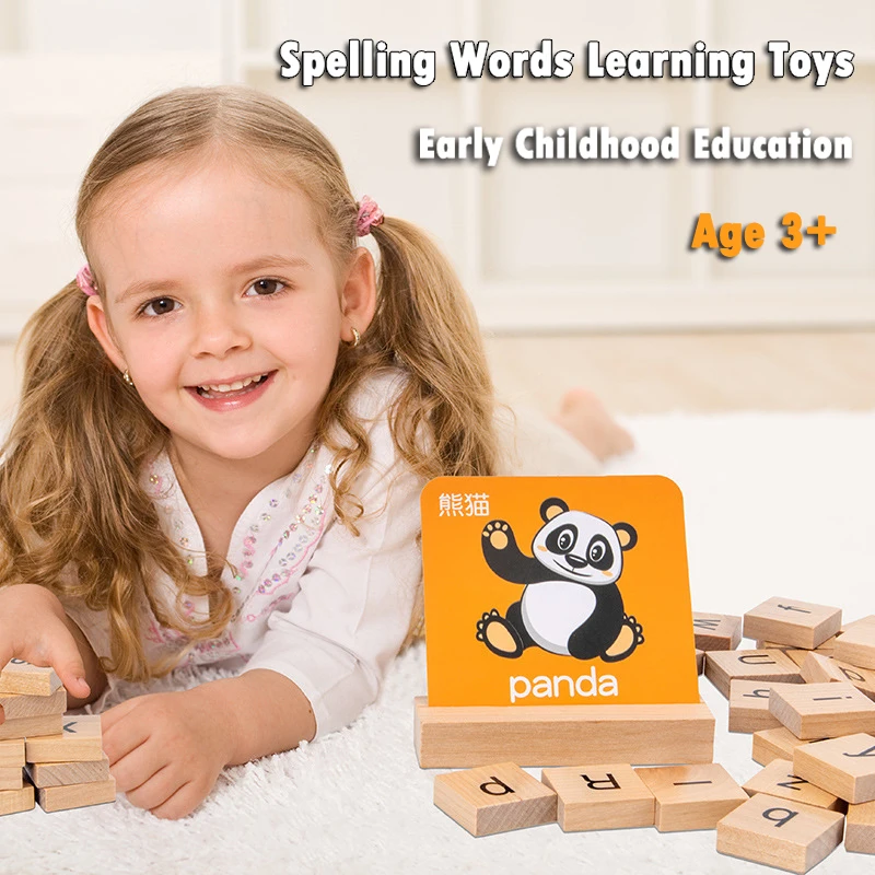 Letter Games Montessori Language Toy Kids Learn to Spelling Read Words Matching Letter Education Games Wooden  Preschool Toy 2