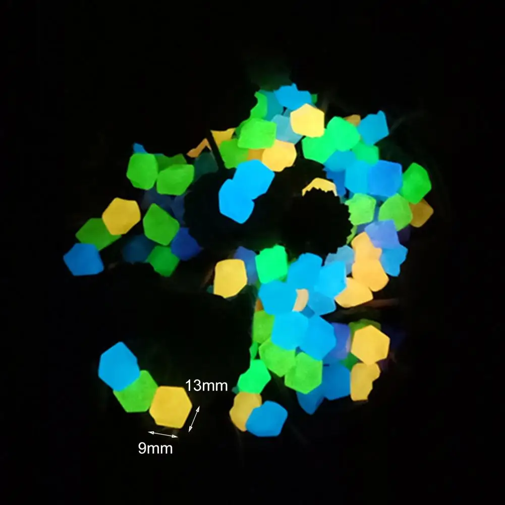 200Pcs Luminous Pebble Wear Resistant Lightweight Glow in Dark Rhombus Aquarium Stone glow stones decorative stones