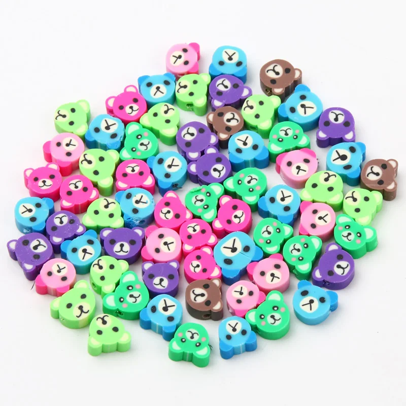 Polymer Bracelet Necklace Polymer Clay Beads Flat Bear Bead 10mm