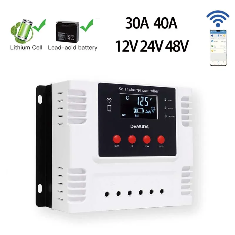 

12-48V Solar Charge Controller PWM Solar Panel Regulator 10A 20A 30A 40A 60A Solar Battery Controller 100VDC With WIFI Monitor