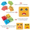 Kids Montessori Toy 64 pcs Cards of Emoticon Puzzle Face Change Cubes Wooden Toys Building Blocks Educational Game for Children 3
