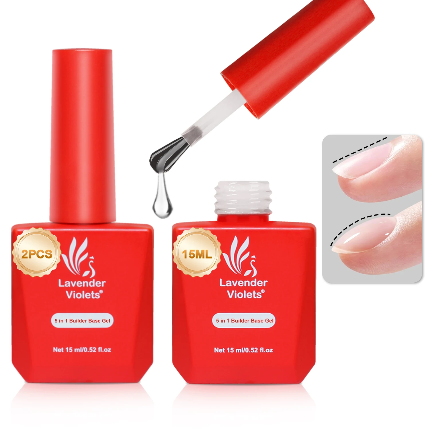 2pcs 15ml 5 in 1 Builder Base Gel Base/ Building/ Enhance/ Extension/ Nail Glue/ Rhinestone Adhesive for Nail Art Design nail art set