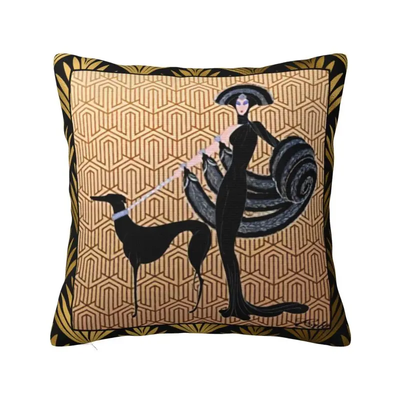 Housses de coussin modernes Erte Greyhound, art déco, décoration de salon, coussin de canapé Whippet Sighthound Dog