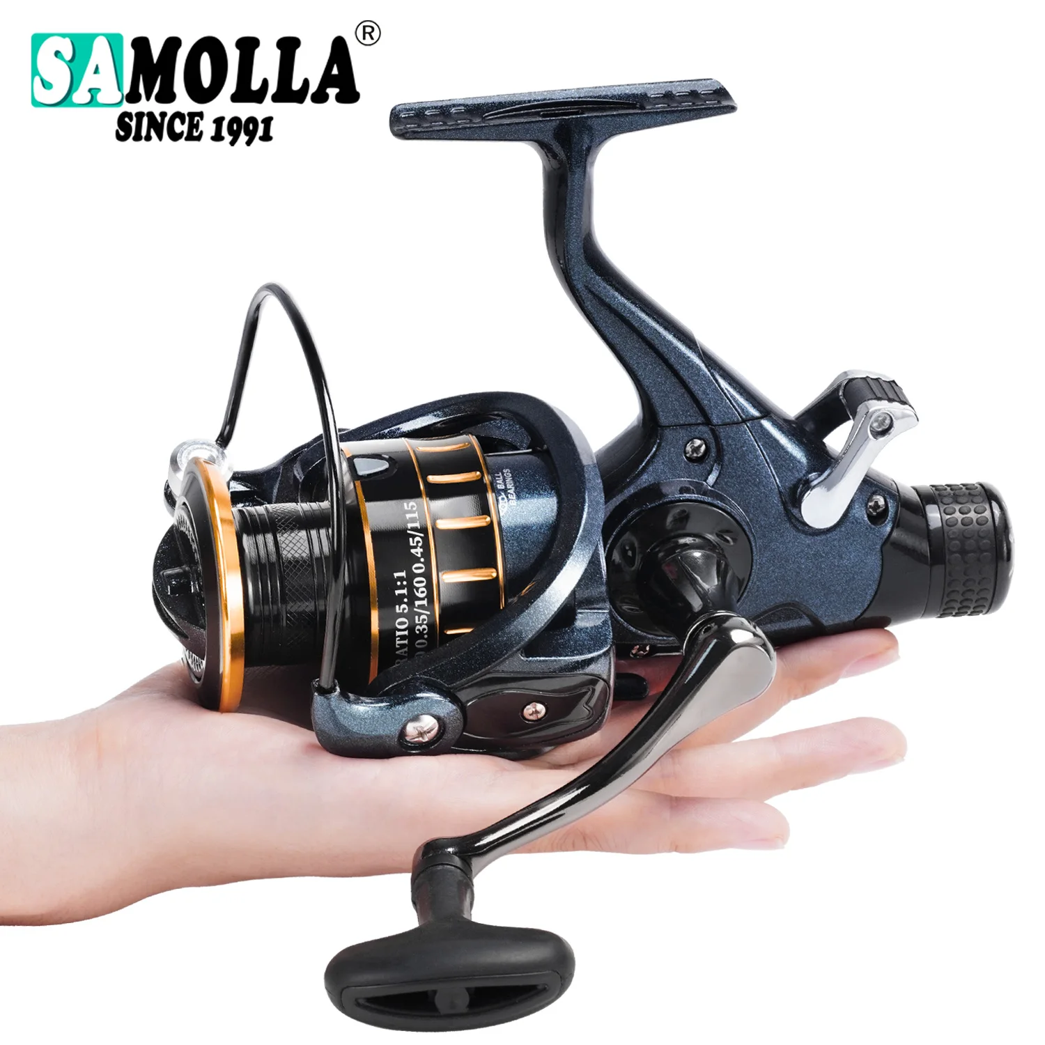SAMOLLA Carp Fishing Reel Sea Spinning Fishing Reel Double Drag Metal Spool