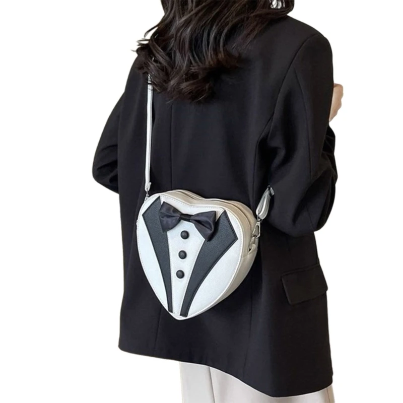 Fashion PU Leather Shoulder Bag Purse Heart Bowtie Crossbody Handbag E74B