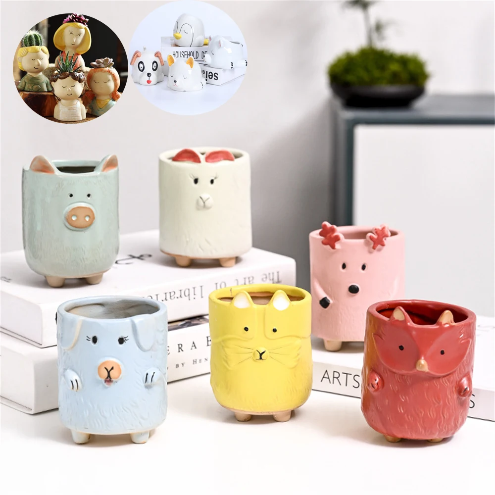 

Ceramic Flowerpot Mini Flowerpot Succulent Planter Cartoon Cute Potted Plant Desktop Potted Flower Pot Home Garden Decor Outdoor