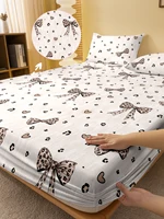 1 Simple modern Geometry printed matte Fitted Sheet, bedroom printed bed cover, bedding (excluding pillowcases) 1