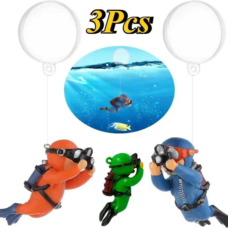 3Pcs Mini Cute Fish Tank Floating Ornaments Diver Figurines Aquarium Decorations Aquarium Fish Tank Ornaments