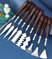 9pcs texture art scraper, color knife, special-shaped scraper head, tooth shape color knife, oil painting acrylic paint scraper 1