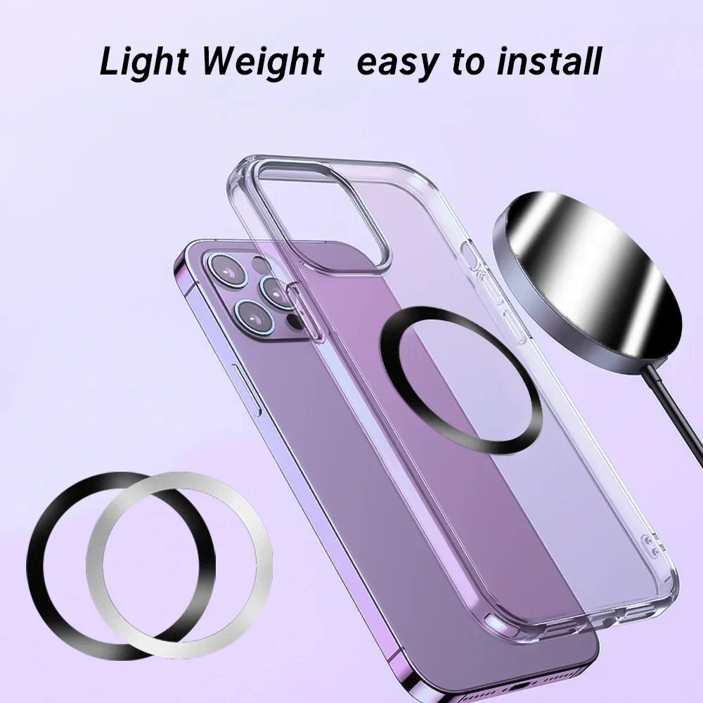 Universal Magnetic Metal Plate Ring For Samsung iPhone Magsafe Wireless Charger Car Phone Holder Sticker Round Magnet Patch 5