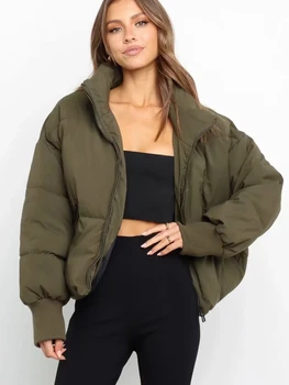 Autumn Winter Women Jacket Warm Thicken Streetwear Oversized Parkas Long Sleeve Zipper Pockets Outerwear Chic Coat New 5