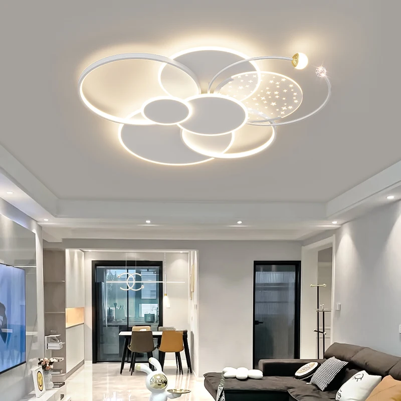 Round Living Room Led Chandeliers Luxury Bedroom Full Of Stars Gold Chandelier Simple Modern Atmosphere Flush Mount Ceiling Lamp led chandelier,ceiling chandelier
