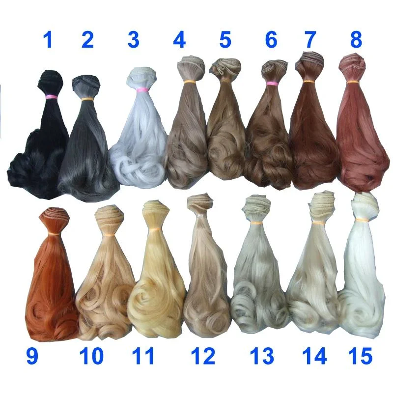 1pcs High-temperature Doll Hair 15*100cm Pink Green Purple Color Curly Wigs for BJD OB Doll