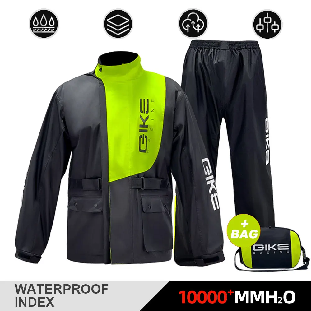 POLE-RACING Men Waterproof Breathable Rain Suit Rain Jacket and