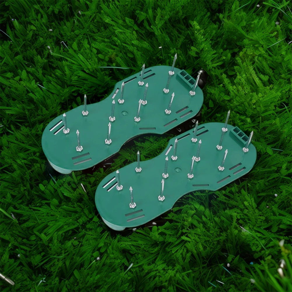 2pcs Universal Lawn Aerator Shoes with Adjustable Strap Anti-slip Lawn Aerator Spiked Sandals Garden Grass Nail Cultivator Tool