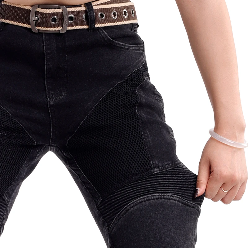 케블라 오토바이 청바지 여성용 메쉬 데님 올 블랙 여름 라이딩 팬츠 내마모성 방풍 내구성 먼지 방지 바이크 바지