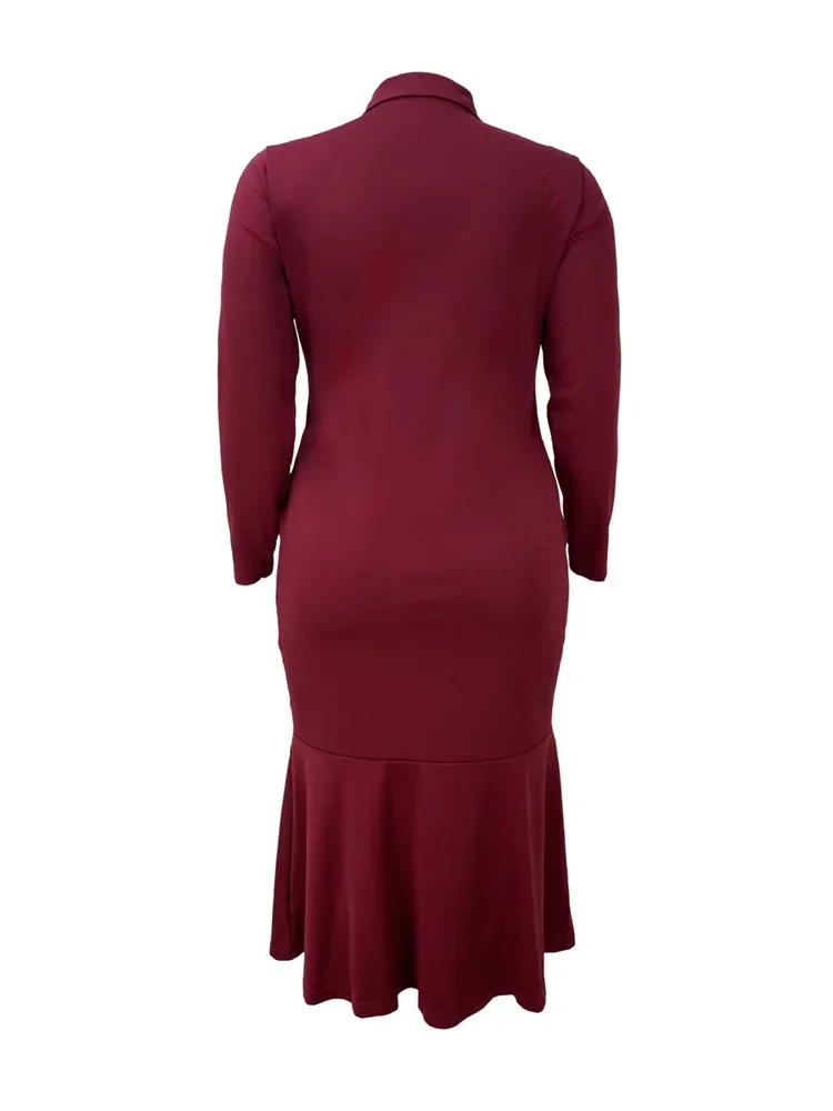 Wmstar Plus Size  Dresses Women  Wholesale Button Up Bodycon Bodycon Stretch Patchwork Maxi Dress Elegant Party Dropshipping