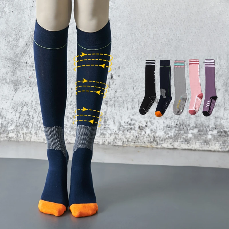 Yoga Socks Women Cotton Long Socks Stockings Indoor Floor Gym Fitness Pilates Dance Sports Non-slip
