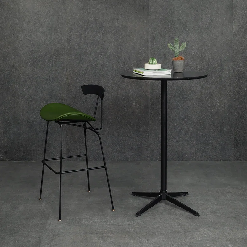 Industrial Iron Bar Chairs Kitchen Furniture Modern Vintage Back Bar Stools nordic Designer Luxury Reception High Chair