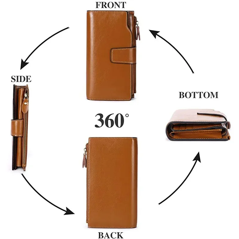 SENDEFN Fashion Women Wallets Long Split Leather Large Capacity Credit Card Wallet Phone Purse Female 5