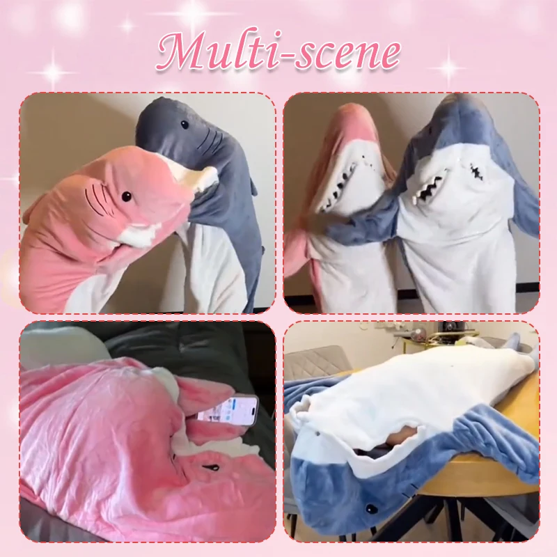 Pink Shark Blanket for Adults Wearable Shark Blanket Hoodie Onesie Soft  Cozy Flannel Hoodie Shark Sleeping Bag Cosplay Costume