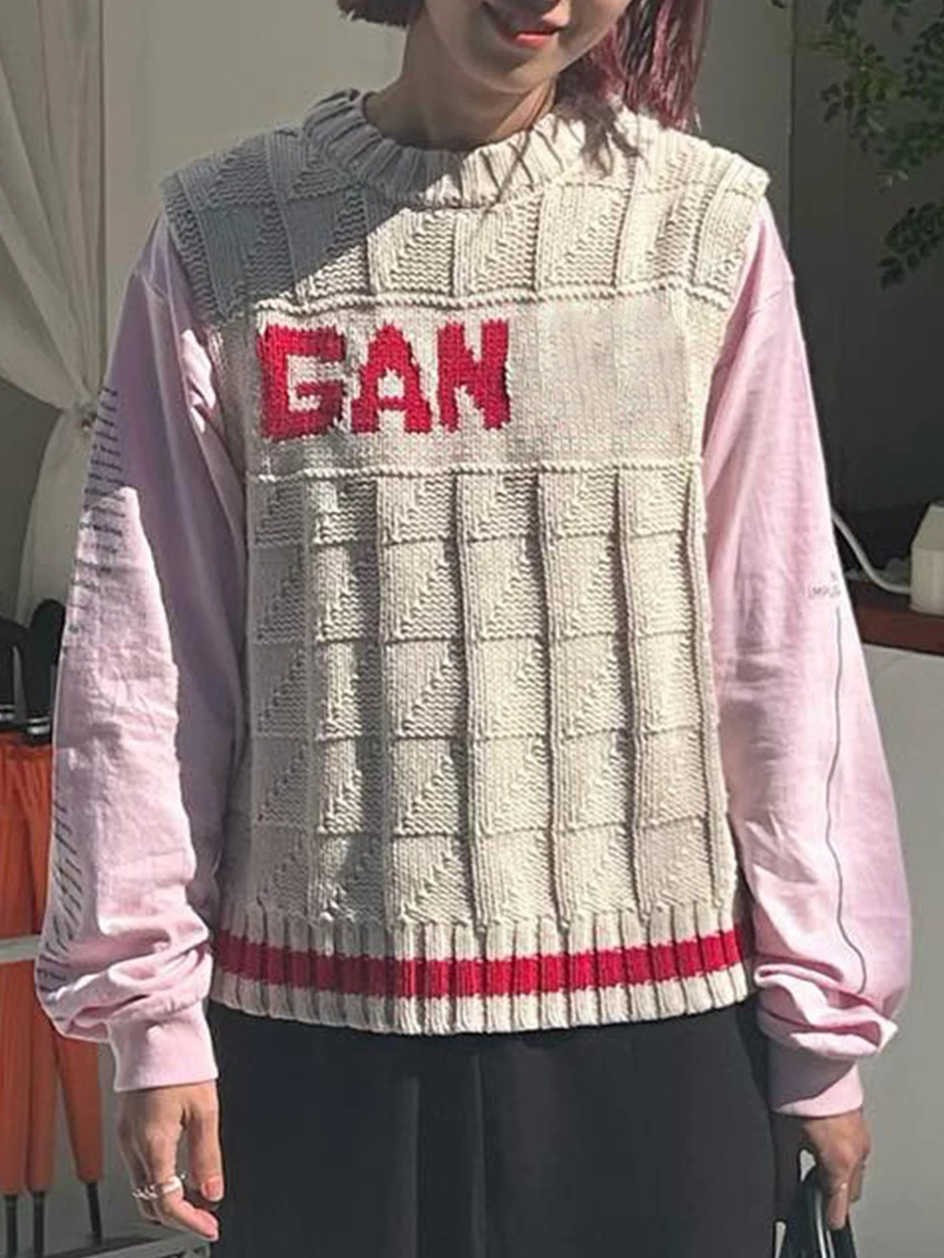 

Letter Jacquard Vest Women Cotton Plaid Knitted Korean Fashion Sweaters Tops Female Casual Jumper Streetwear Autumn Clothes 2023