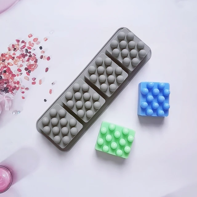 4 Holes Massage Soap Mold Square Silicone Molds For Soap Making Handmade Nonstick Lotion Bar Mould DIY Aromatherapy Handicraft