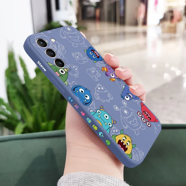 Monsters Assemble Phone Case For Samsung Galaxy S22 S21 S20 Ultra Plus FE S10 S9 S10e Note 20 ultra 10 9 Plus Cover Light Blue