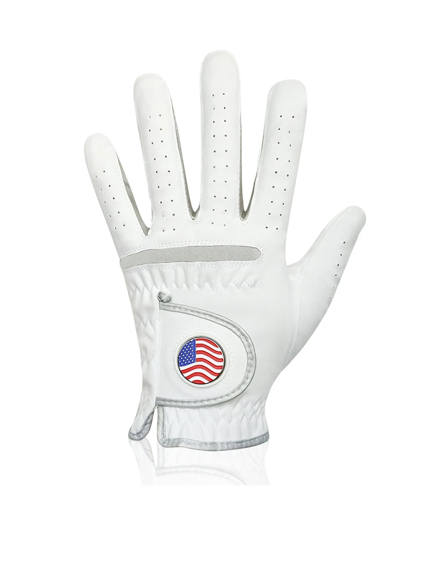Men's Golf Glove Micro Soft Fiber Breathable Golf Gloves With Magnetic Marker Replaceable Glove American Flag Riding