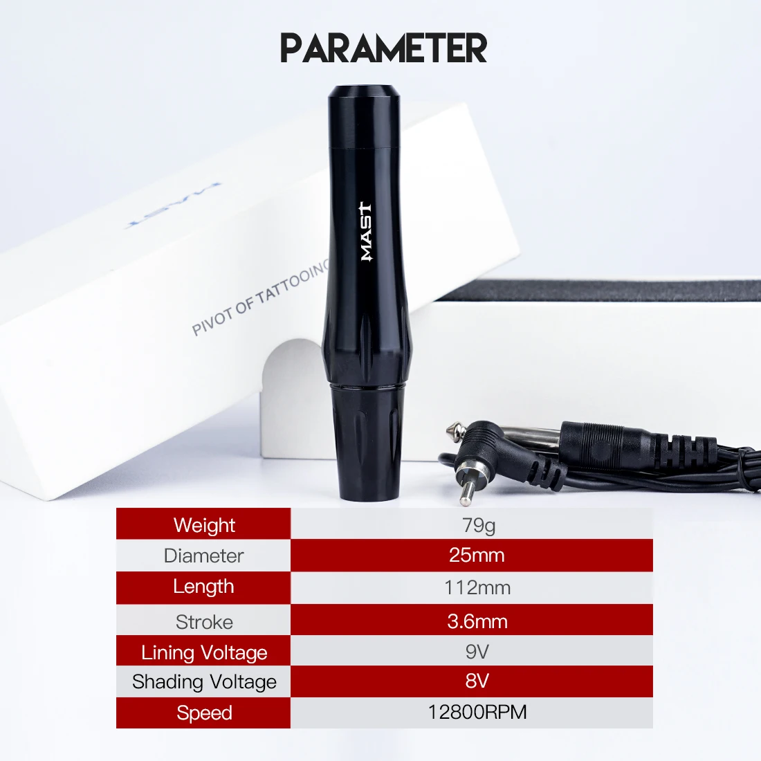 Mast P30 Eyebrow Lips Tattoo Pen RCA Drive 3.6mm Stroke Permanent Makeup Machine Dragonhawk Tattoo Supplies