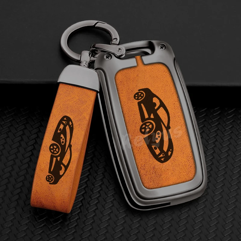 Metal Leather Key Case Protector For Volkswagen Vw Bora Polo Tiguan