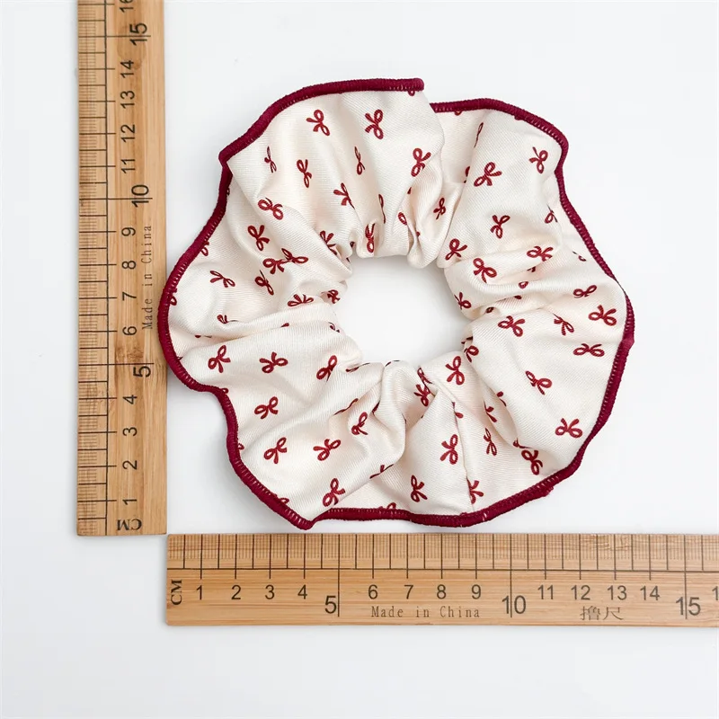 Red Polka Dot Checkered Pattern Ruffled Bow Hair Accessory