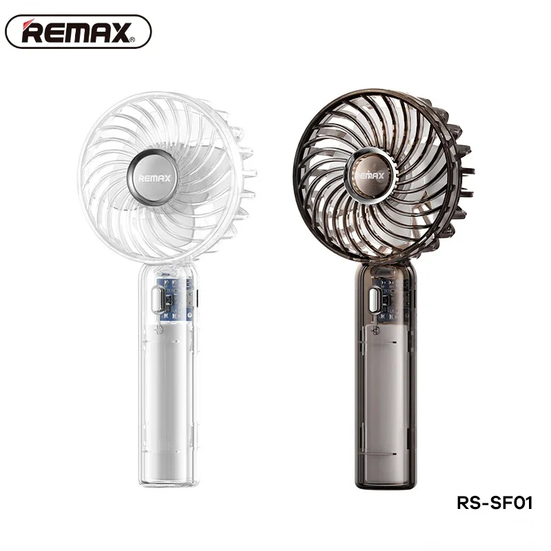 REMAX RS-SF01 USB Rechargeable Mini Fan Portable Hand Fan Outdoor Air Cooler Table fan Transparent Mute Charging Student Gift