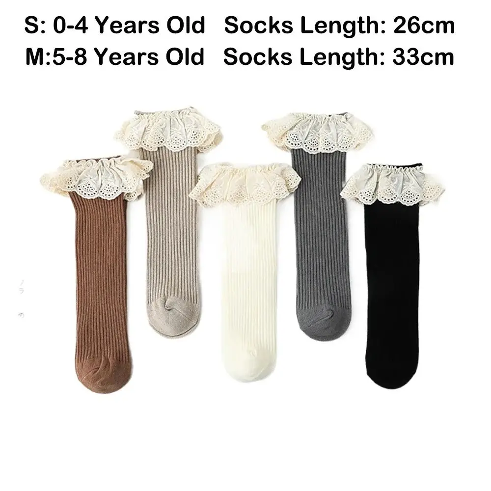 New Fashion Cotton Princess Stockings Lace Stuff Soft Knee High Socks Ruffle Stockings