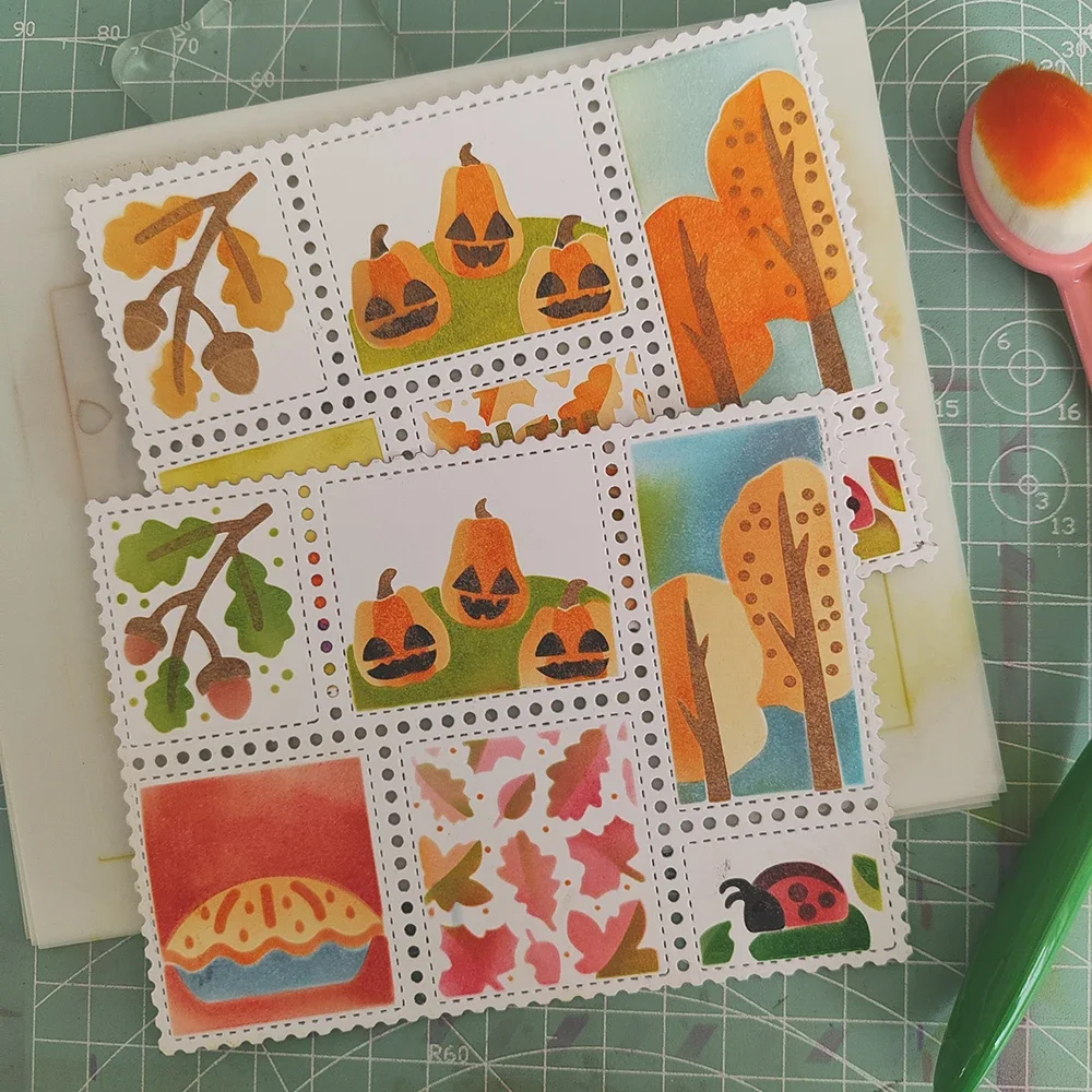 Metal Cutting Dies Snowy Postage Collage Stencil for Card Making A6 A7 Slimline Winter Postage Clear stamp