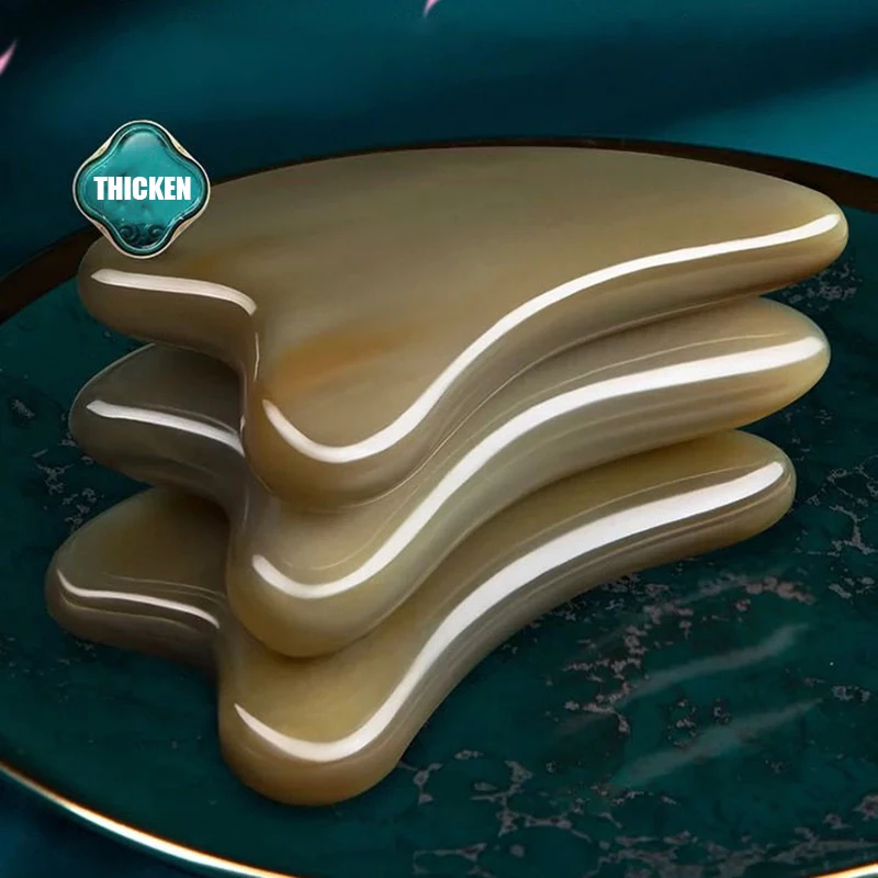 Natural OX Horn Gua Sha Board & Face Lift Massage Stick Set Eye Facial Beauty Back Scraping Skincare Oil SPA PhysioTherapy Tools