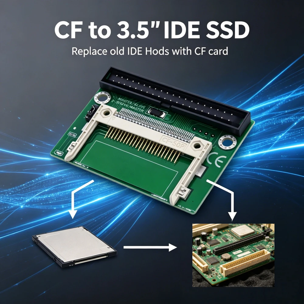 TISHRIC 3.5인치 CF-IDE 40핀 어댑터 카드 듀얼/싱글 사이드 컴팩트 플래시-40핀 IDE 암/수 컨버터 5V 4핀 노트북 PC용