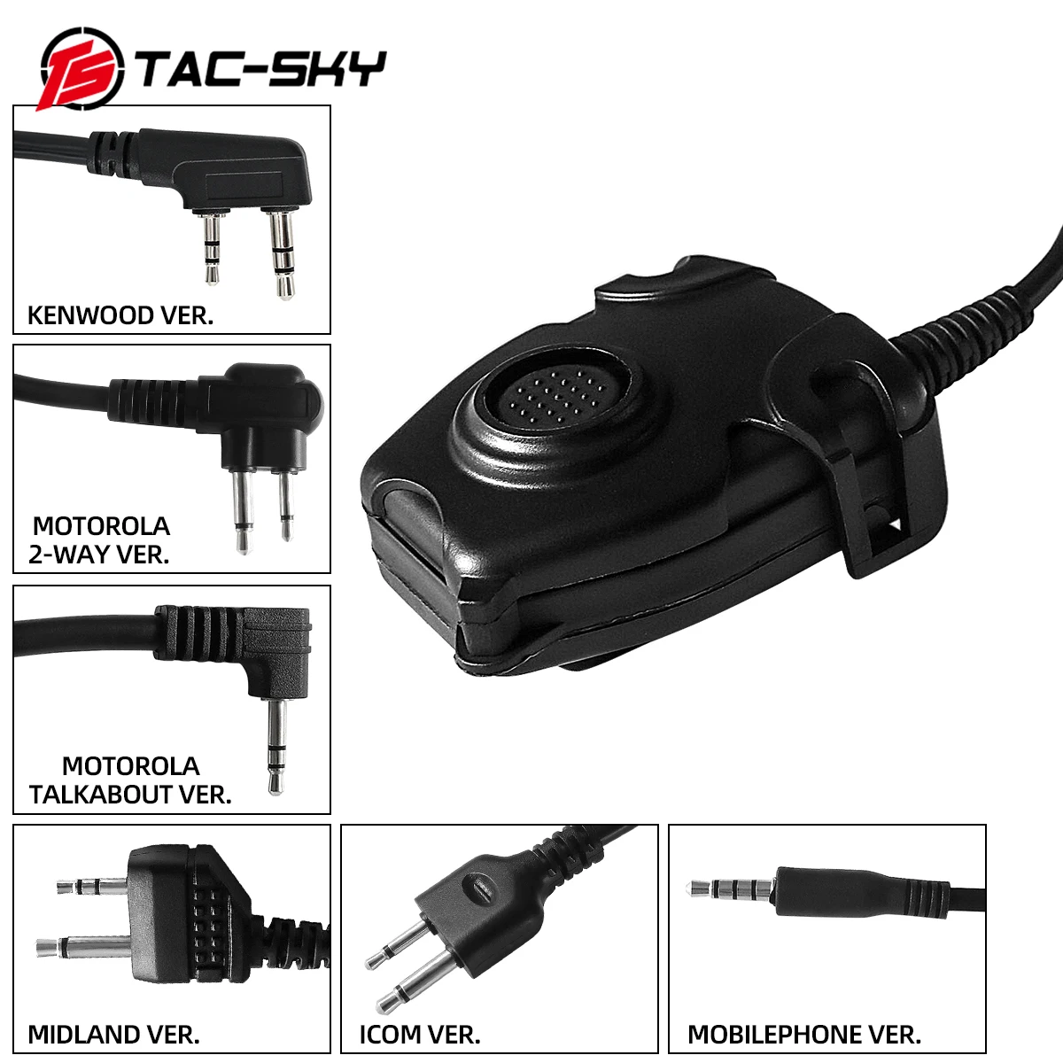 TAC-SKY Tactical Headset U94  PTT Button Walkie-Talkie Headset Plug Adapter Airsoft Radio Military Shooting Earmuffs Use