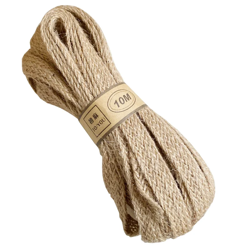 10M Hemp Cords Braided Flat Burlap Ribbon 8mm 12mm 18mm Nature Jute Rope Twine Webbing DIY Wedding Decoration Ribbons Crafts