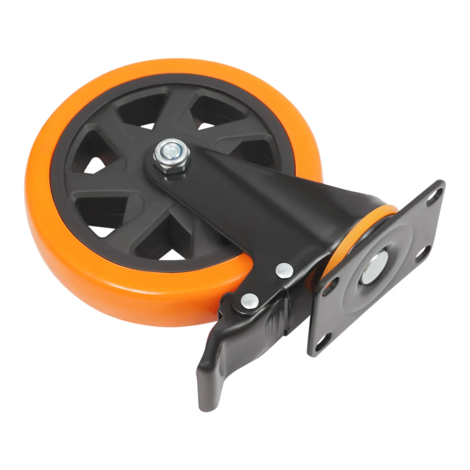 4er-Pack 6 Zoll (152 mm) Industrierollensatz – Rollen Mit Bremsen Schwerlastrollen, robuste PU-Rollen mit Bremse (100 kg/je) – Detail 9