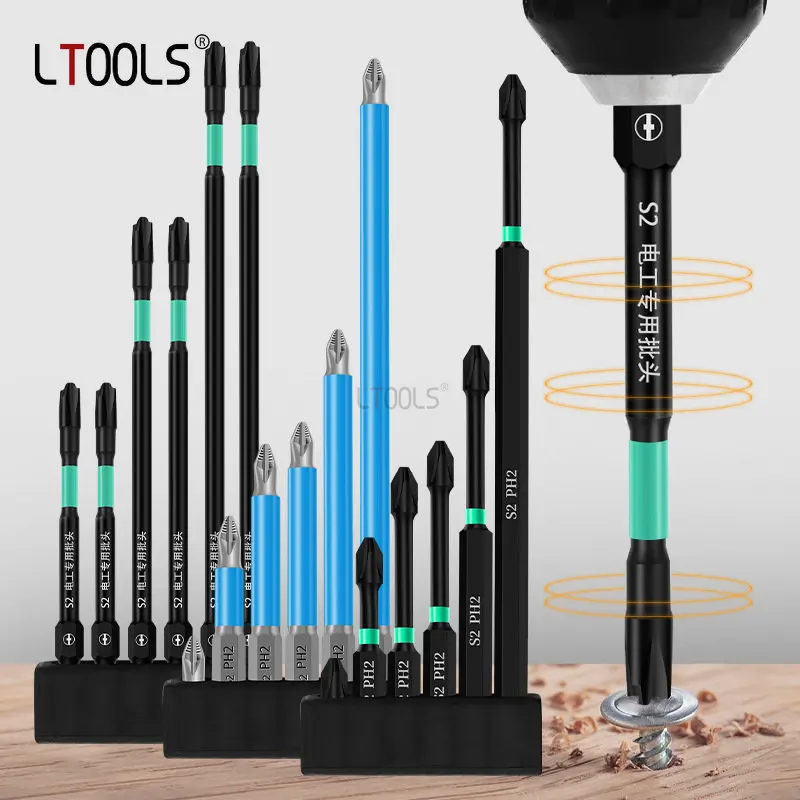 

6-piece Set of Magnetic Screwdriver Head Impact Strong Cross High Hardness 25-150mm Anti Slip and Waterproof PH2 Screwdriver Set