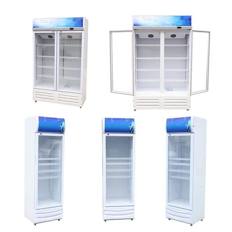 Commercial Glass Door Freezer Dual Temperature Cooler Shelf Display Fridge Refrigeration Beverage Refrigerator For Juice