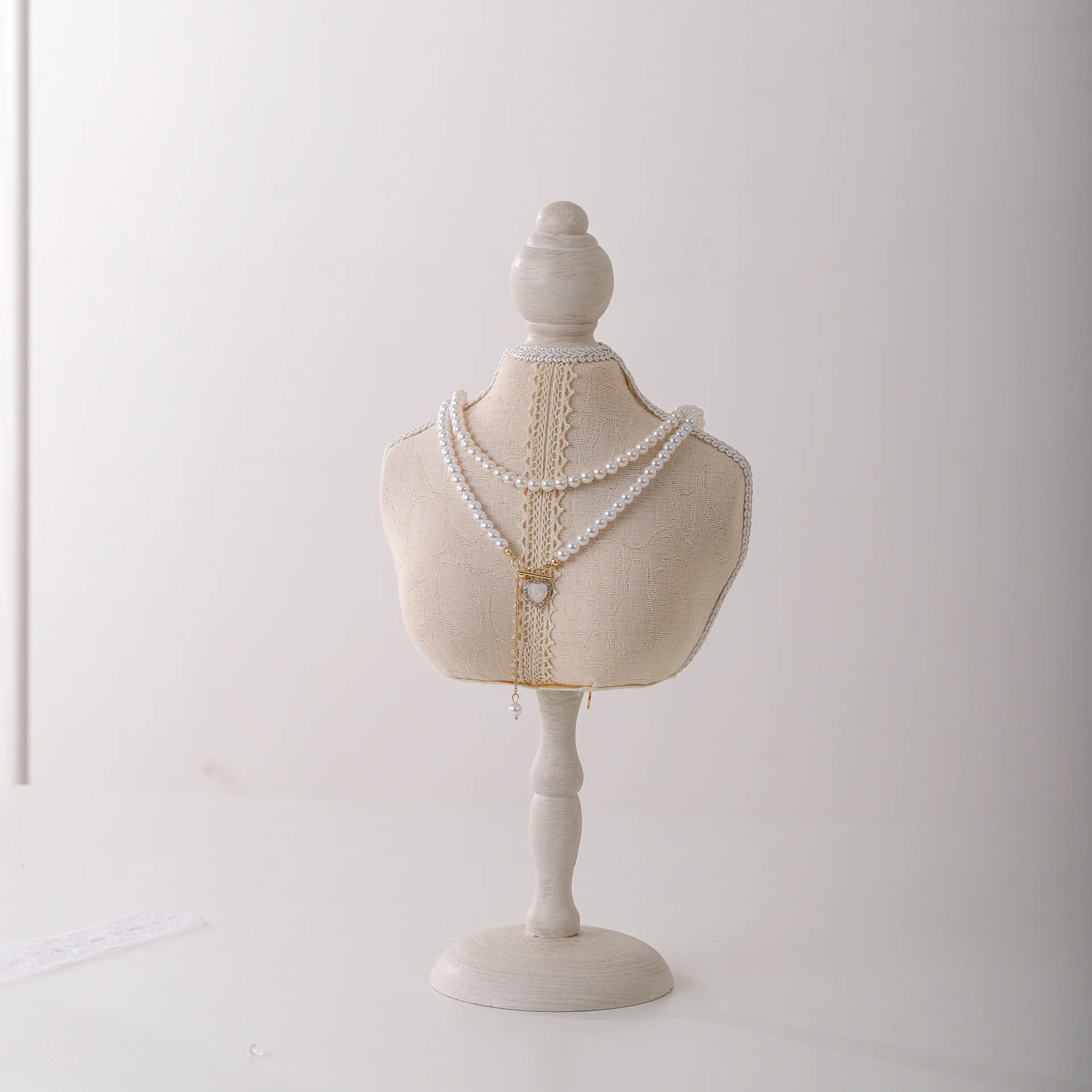 Window Shop Storage Bust Wooden Jewelry Holder Necklace Display Stand Luxurious Colors Velvet Necklace Jewelry Display