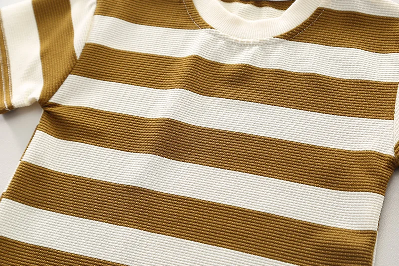 Kids Summer Sets Baby Boy Clothes 9 To 12 Months Cartoon Striped Short Sleeve T-shirts and Shorts 2PCS Children's Clothing