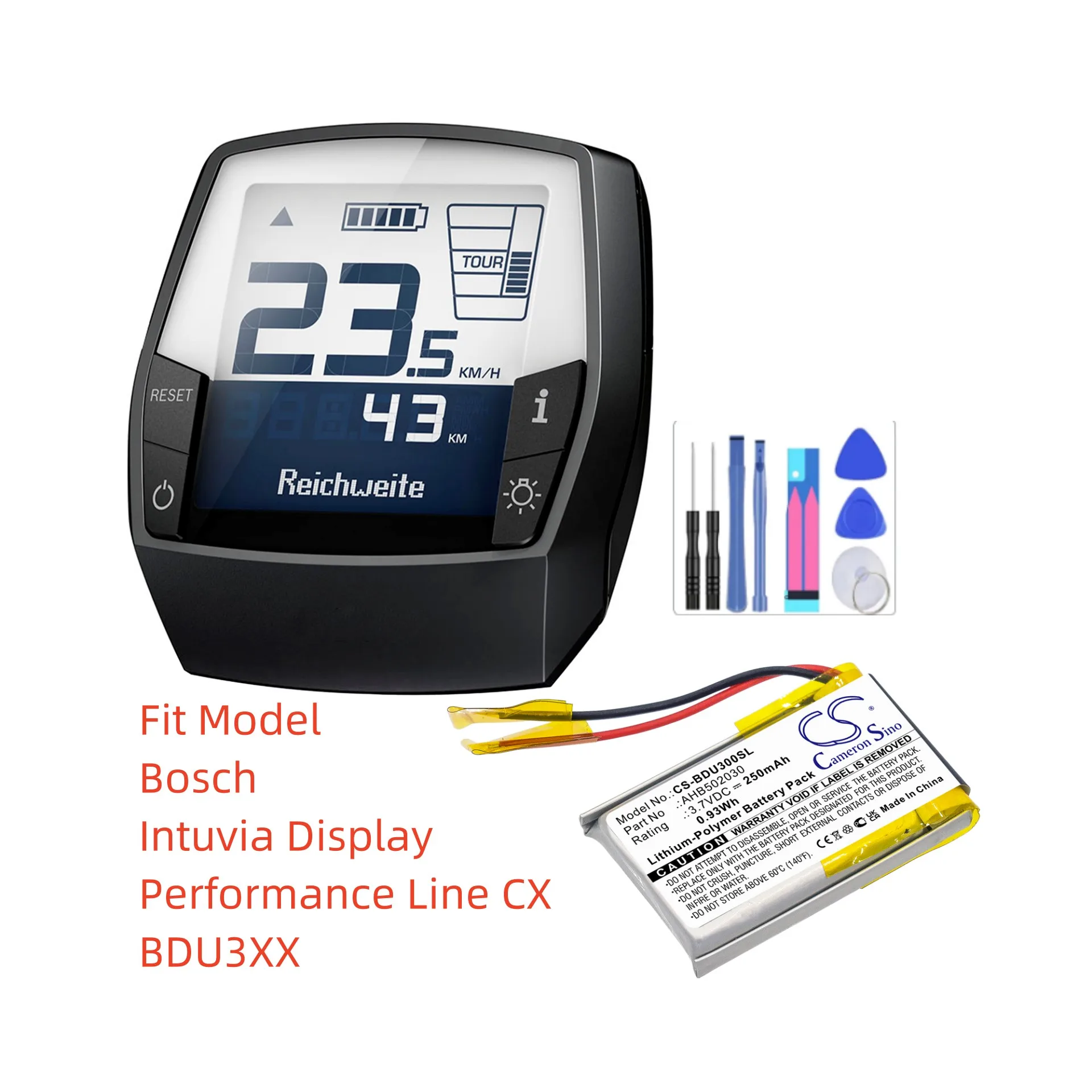 Batteria Per Cuffie Wireless Per Bosch Ahb502030 Linea Di Prestazioni Display Intuvia Cx Bdu3Xx 250Mah / 0.93Wh Li-Polymer 3.70V